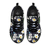 Flower White Daffodil Print Pattern Black Sneaker-grizzshop