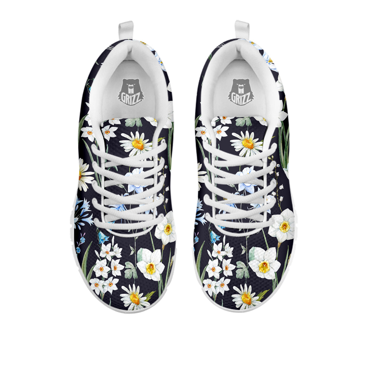 Flower White Daffodil Print Pattern White Sneaker-grizzshop