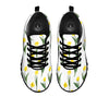 Flower Yellow Tulip White Print Pattern Black Sneaker-grizzshop