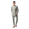 Flower Yellow Tulip White Print Pattern Men's Pajamas-grizzshop