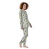 Flower Yellow Tulip White Print Pattern Women's Pajamas-grizzshop