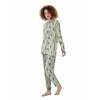 Flower Yellow Tulip White Print Pattern Women's Pajamas-grizzshop