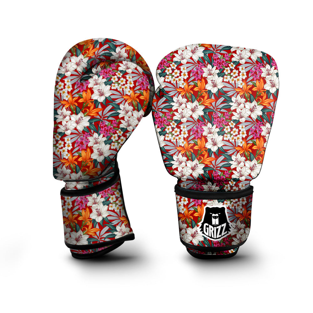 Flowers Aloha Hawaiian Print Pattern Boxing Gloves-grizzshop