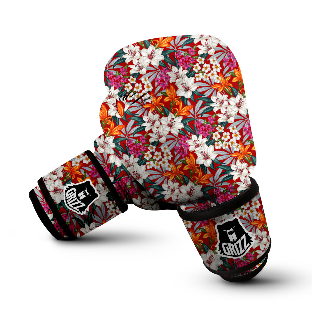 Flowers Aloha Hawaiian Print Pattern Boxing Gloves-grizzshop