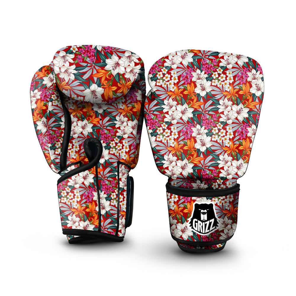 Flowers Aloha Hawaiian Print Pattern Boxing Gloves-grizzshop