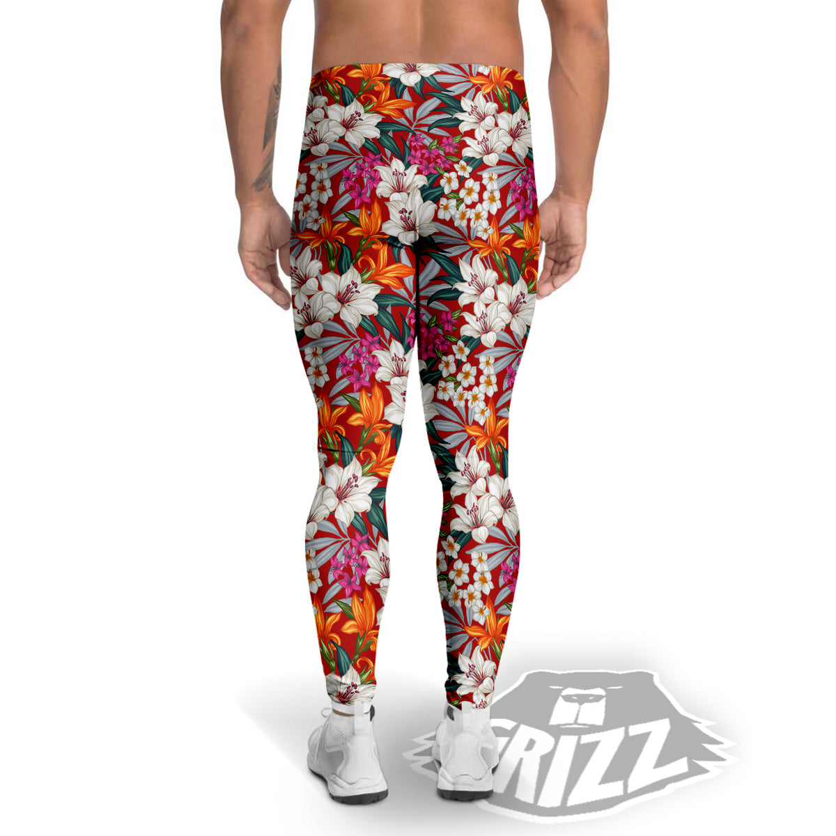 Flowers Aloha Hawaiian Print Pattern Men's Leggings-grizzshop
