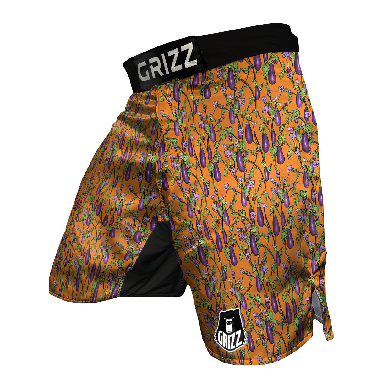 Flowers And Eggplant With Leaves Print MMA Shorts-grizzshop