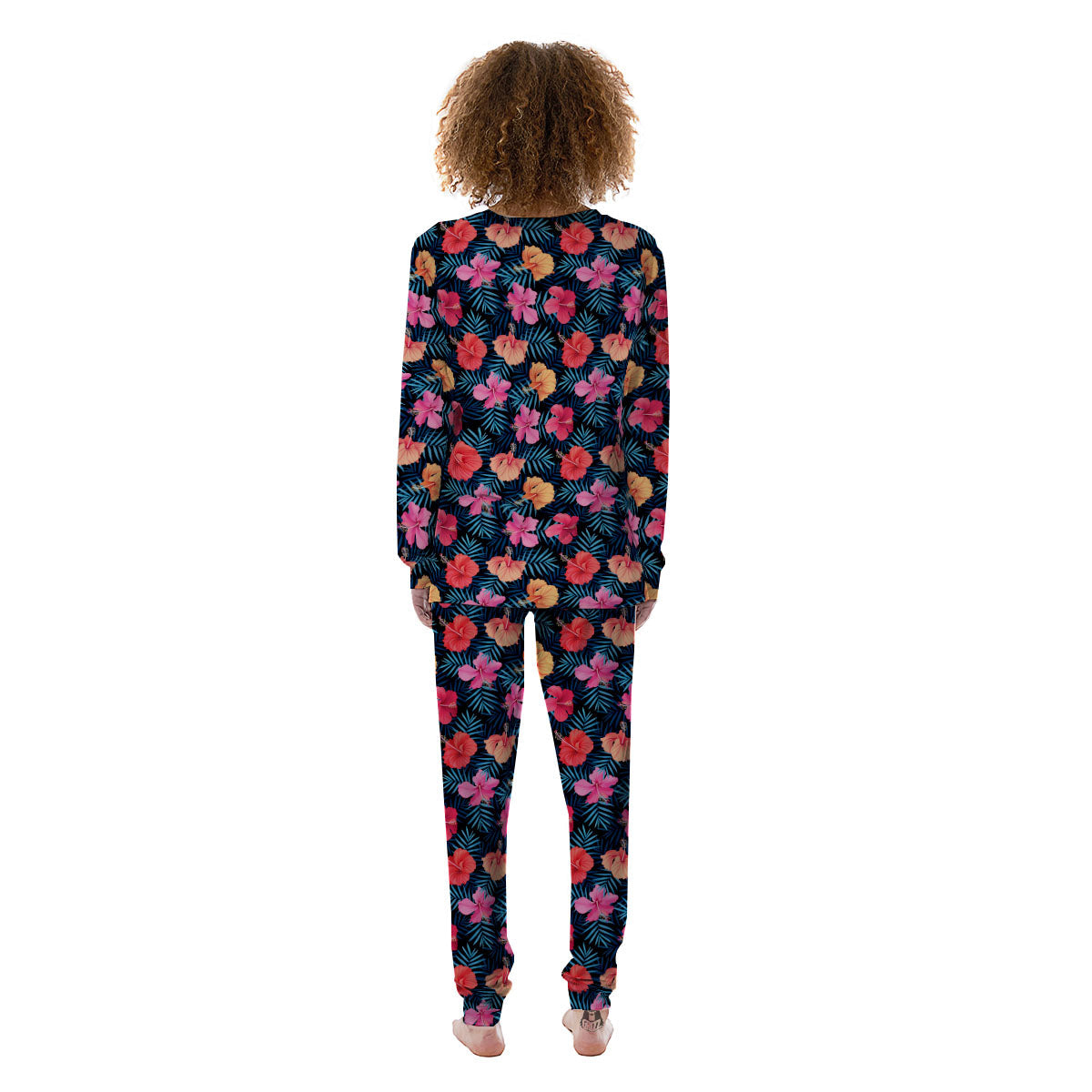 Flowers Exotic Hibiscus Print Pattern Women's Pajamas-grizzshop