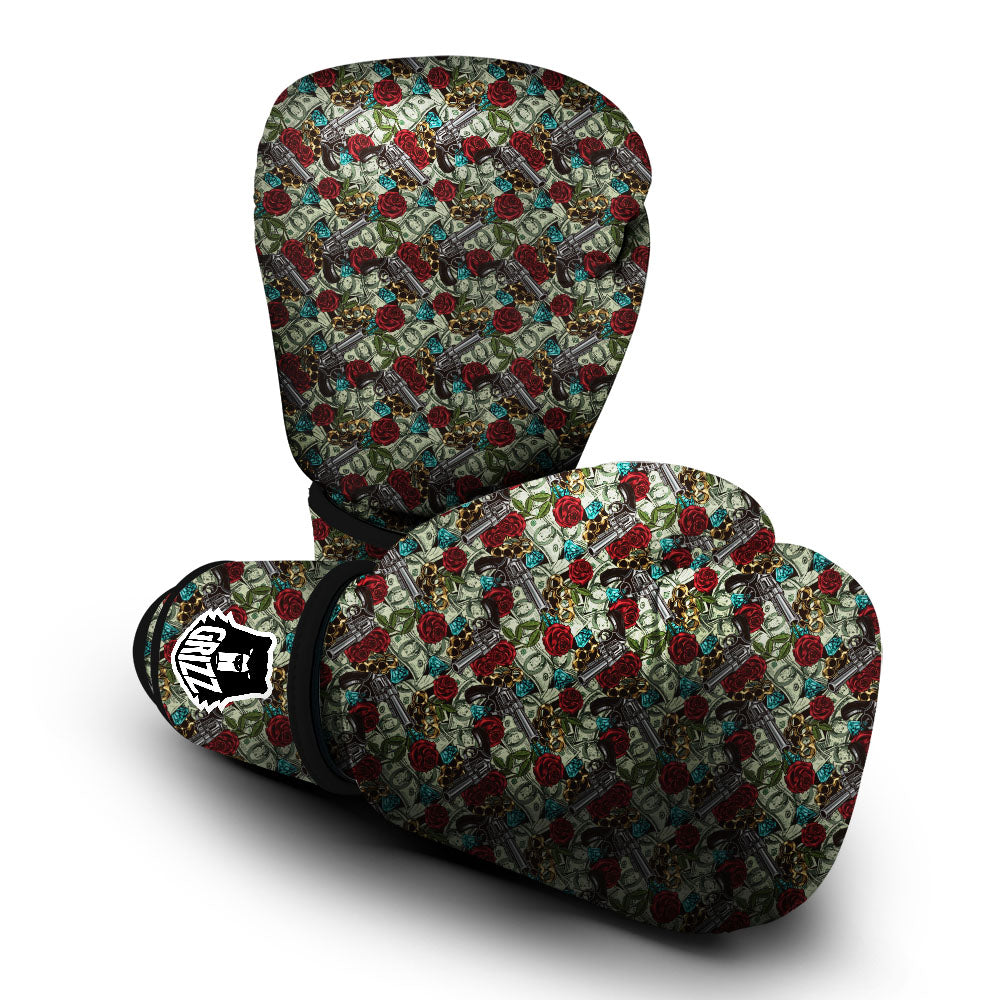 Flowers Guns And Print Pattern Boxing Gloves-grizzshop