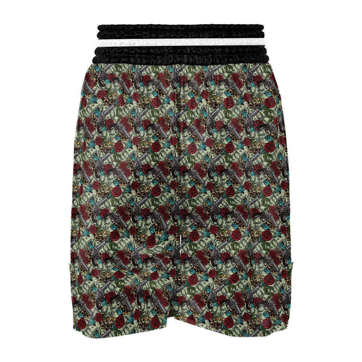 Flowers Guns And Print Pattern Boxing Shorts-grizzshop