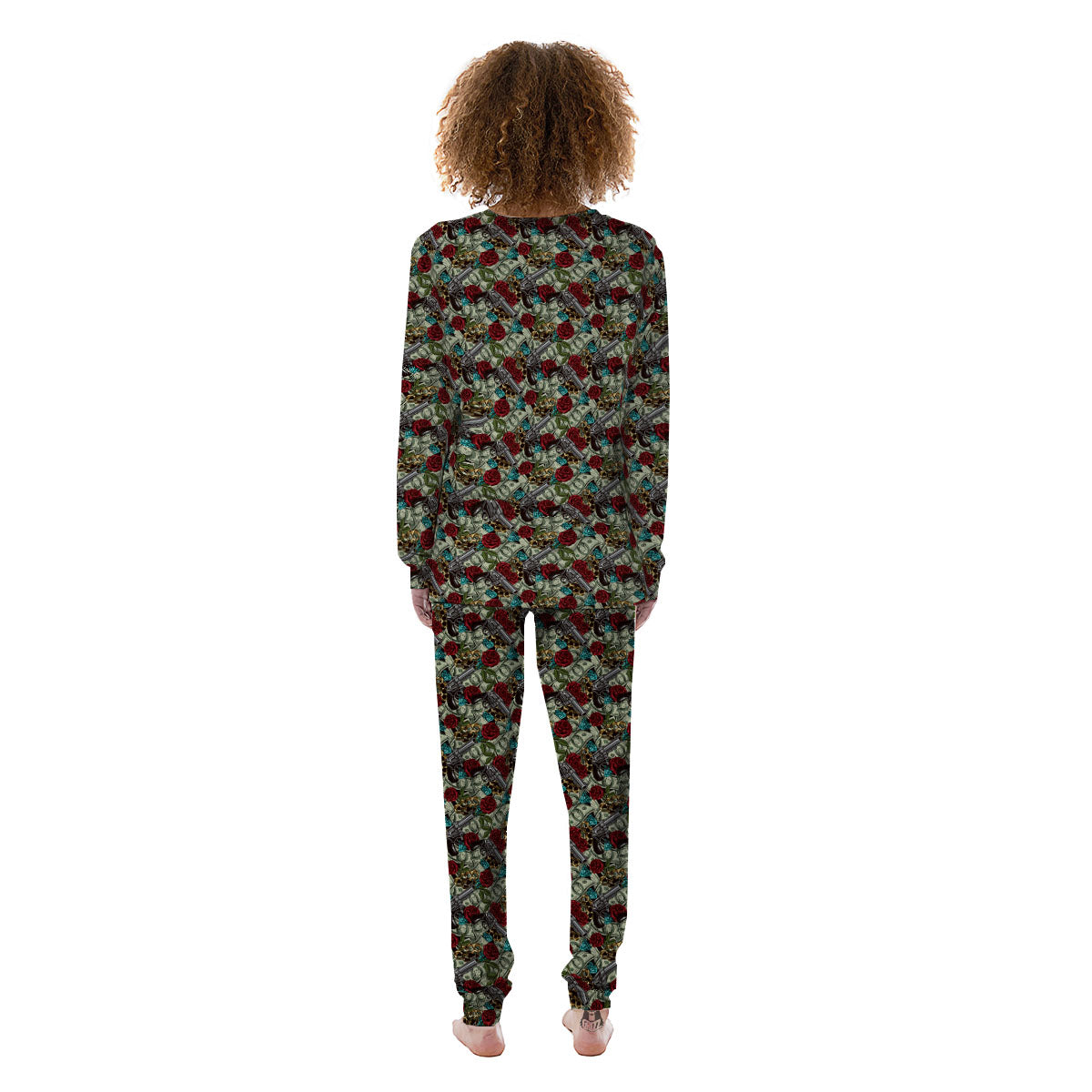 Flowers Guns And Print Pattern Women's Pajamas-grizzshop