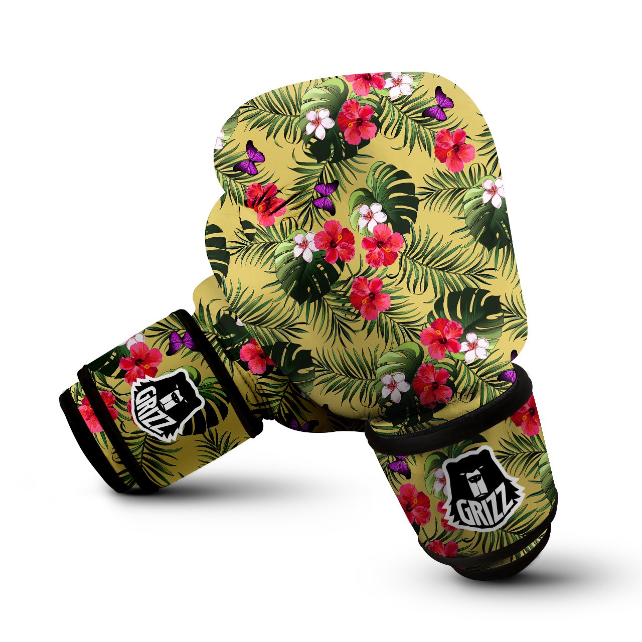 Flowers Hawaii Tropical Print Pattern Boxing Gloves-grizzshop