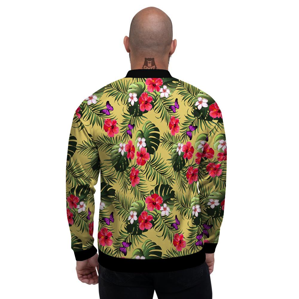 Flowers Hawaii Tropical Print Pattern Men's Bomber Jacket-grizzshop