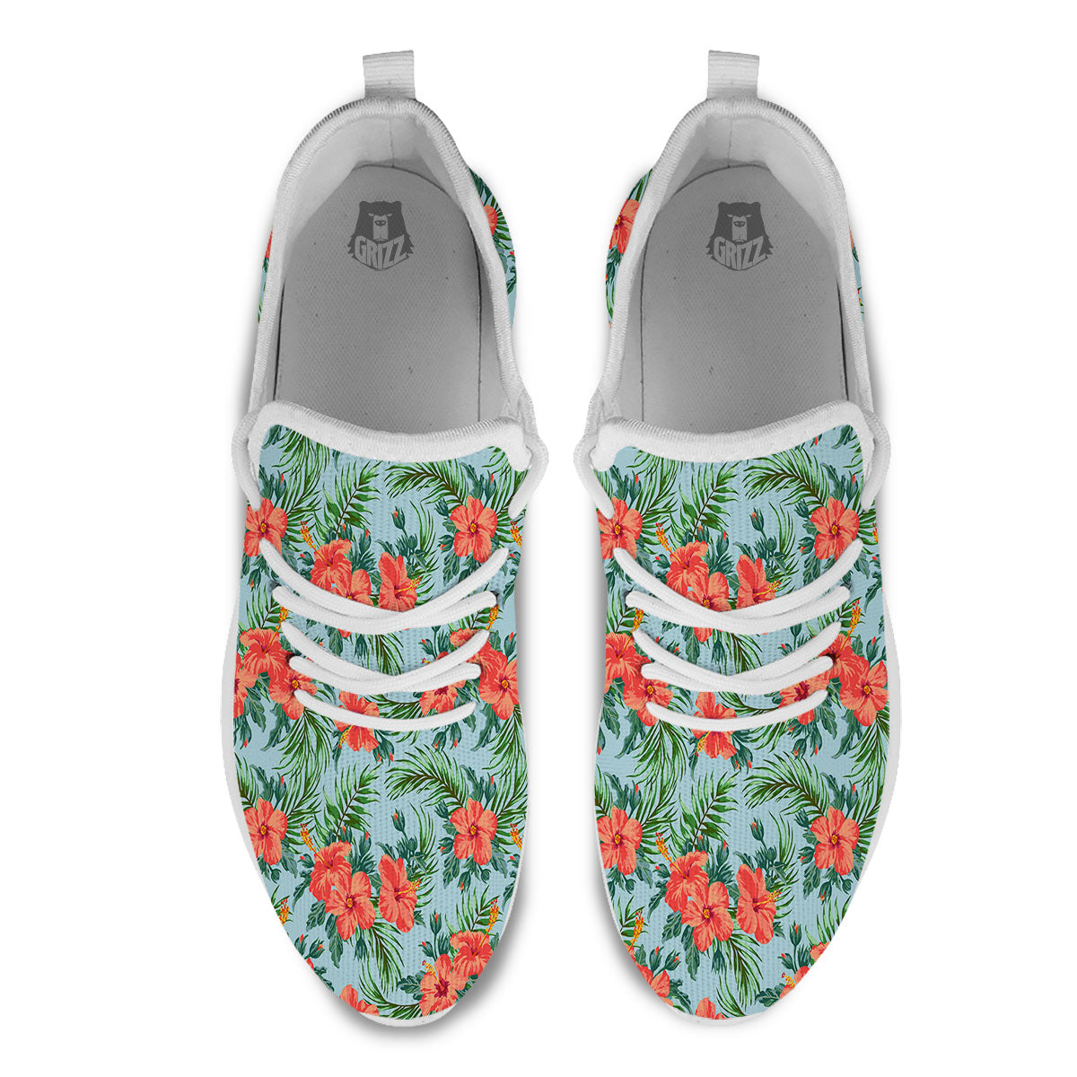 Flowers Hawaiian Hibiscus Print Pattern White Athletic Shoes-grizzshop