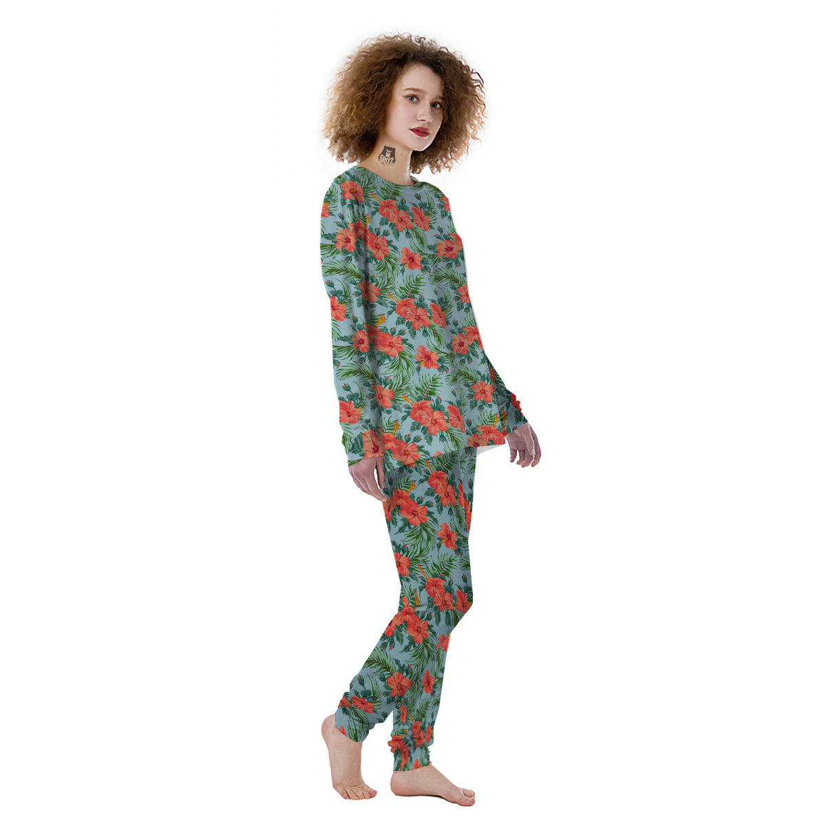 Flowers Hawaiian Hibiscus Print Pattern Women's Pajamas-grizzshop
