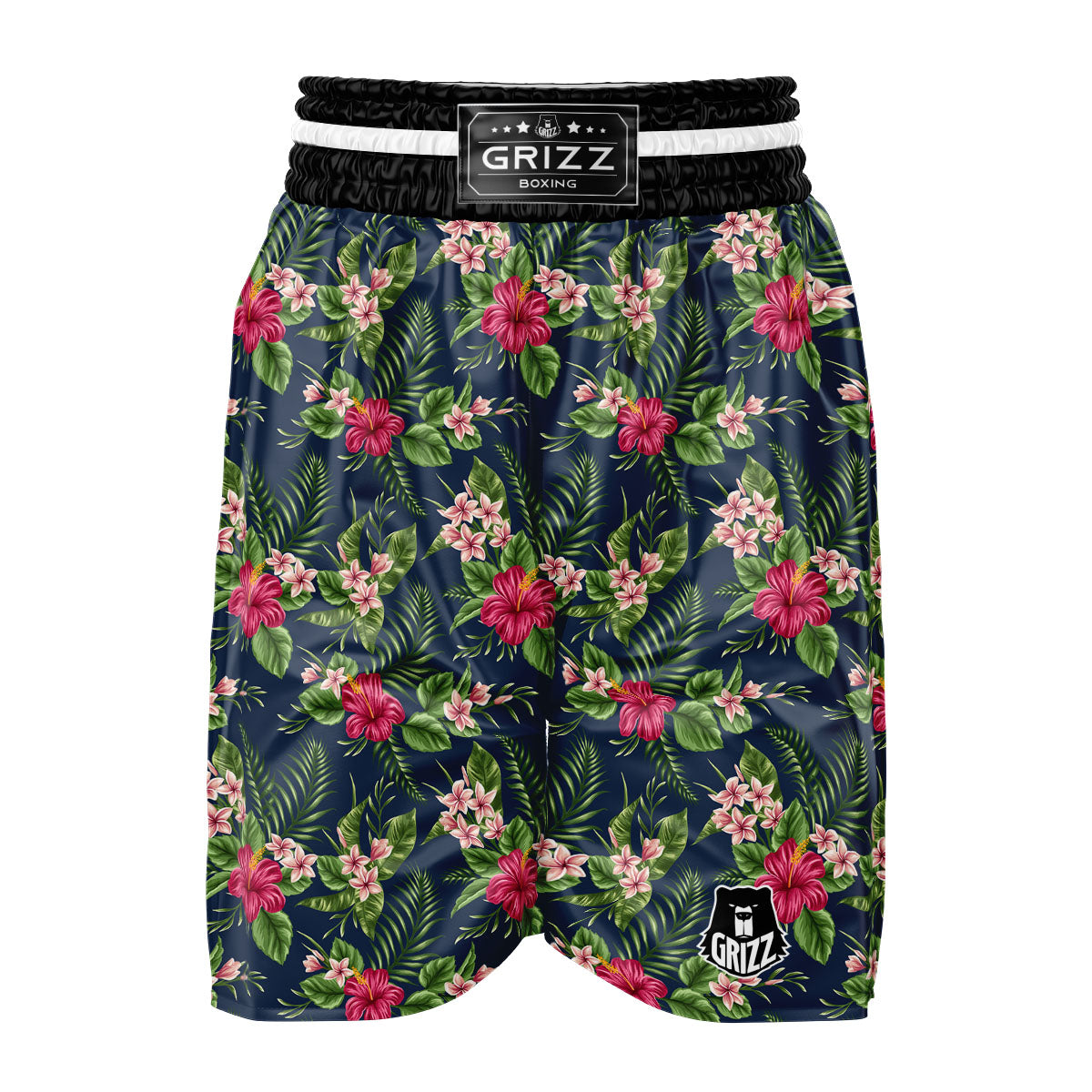Flowers Hibiscus Plumeria Print Pattern Boxing Shorts-grizzshop
