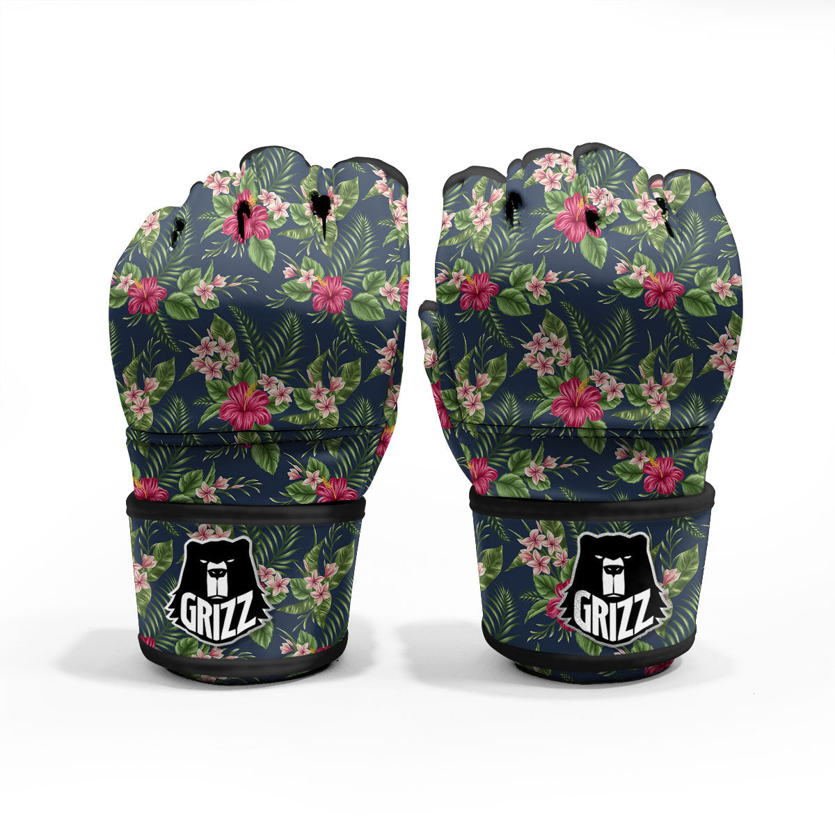 Flowers Hibiscus Plumeria Print Pattern MMA Gloves-grizzshop