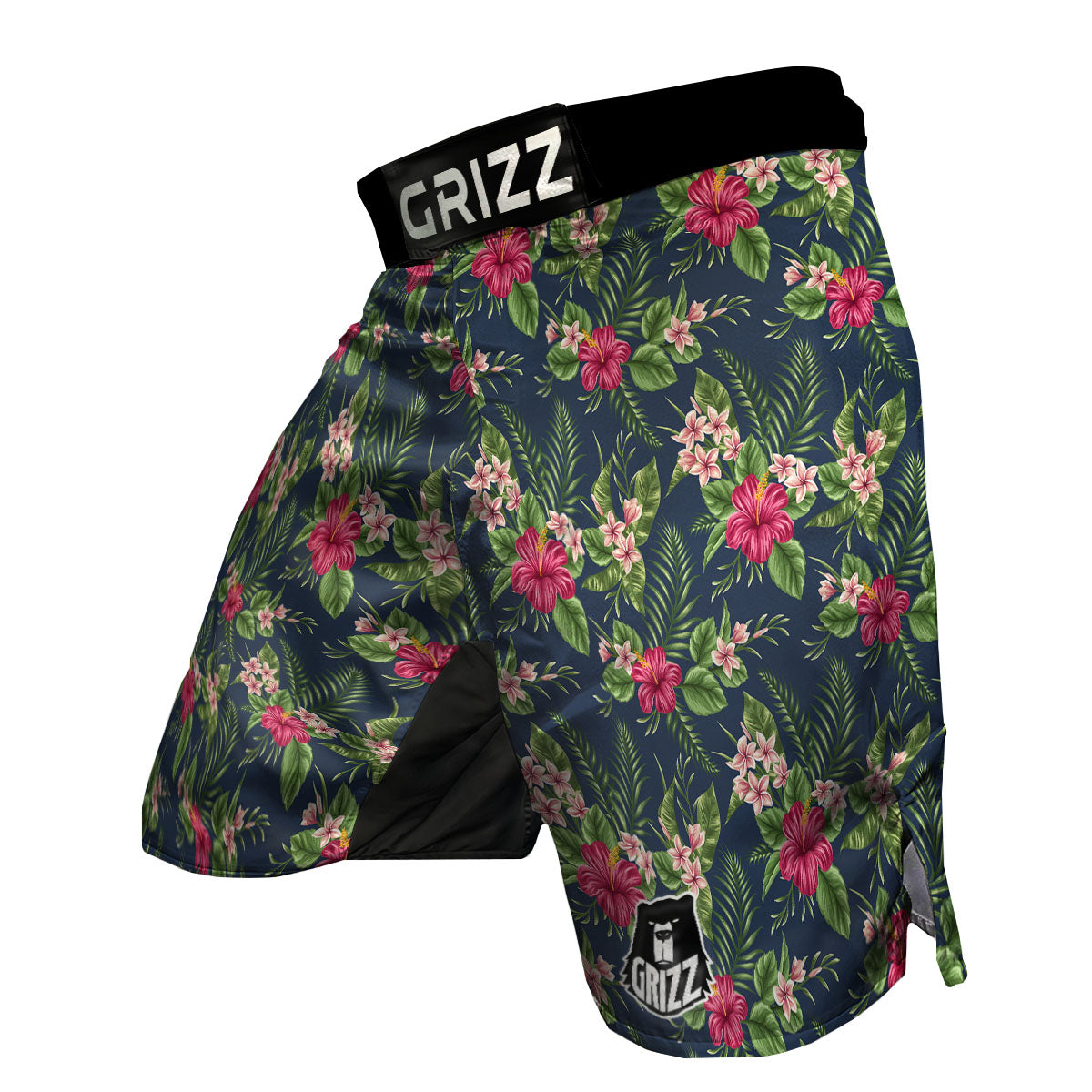 Flowers Hibiscus Plumeria Print Pattern MMA Shorts-grizzshop