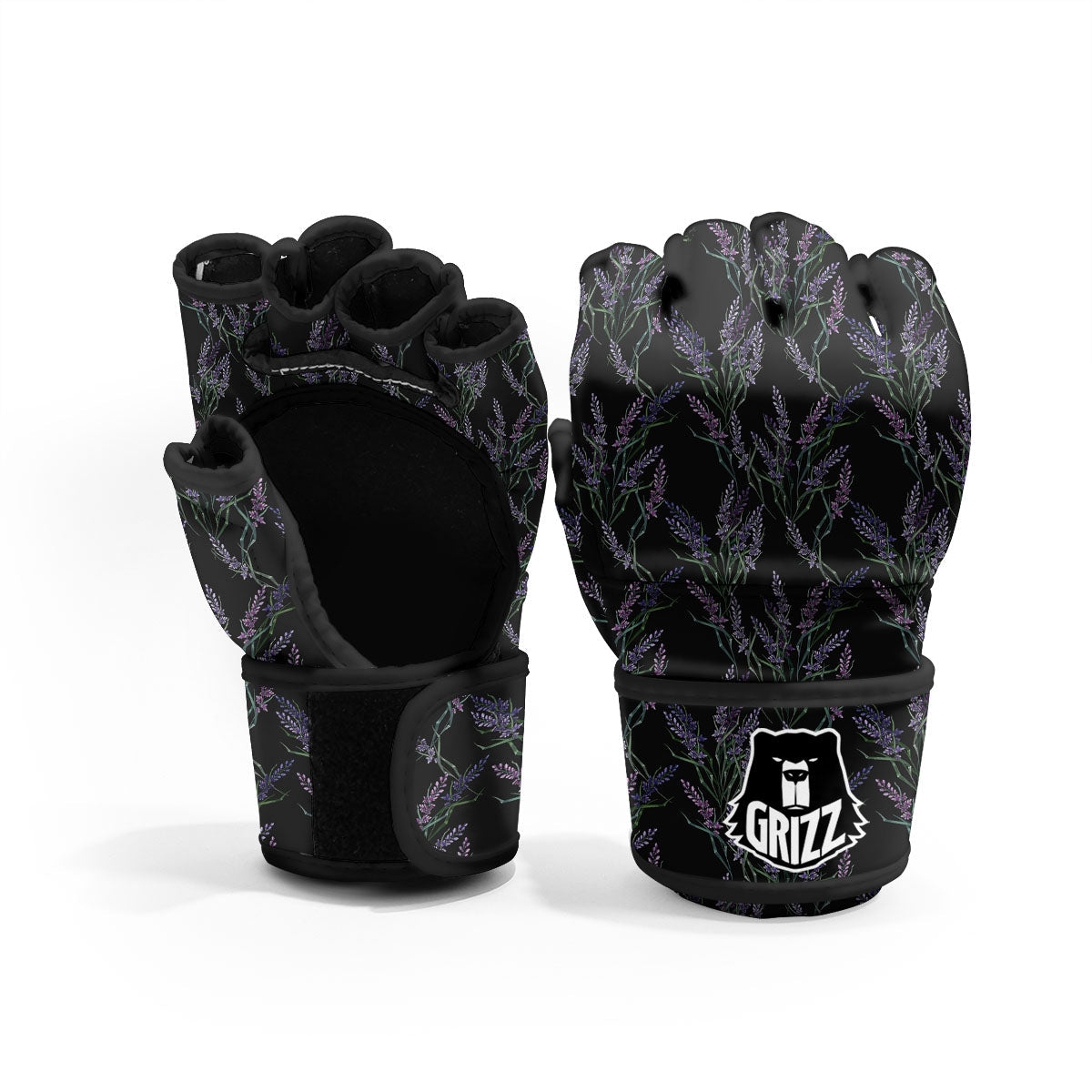 Flowers Lavender Print Pattern MMA Gloves-grizzshop