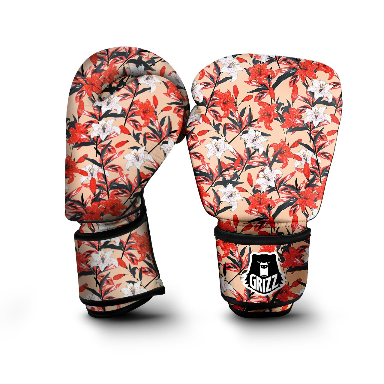 Flowers Lily Watercolor Print Pattern Boxing Gloves-grizzshop