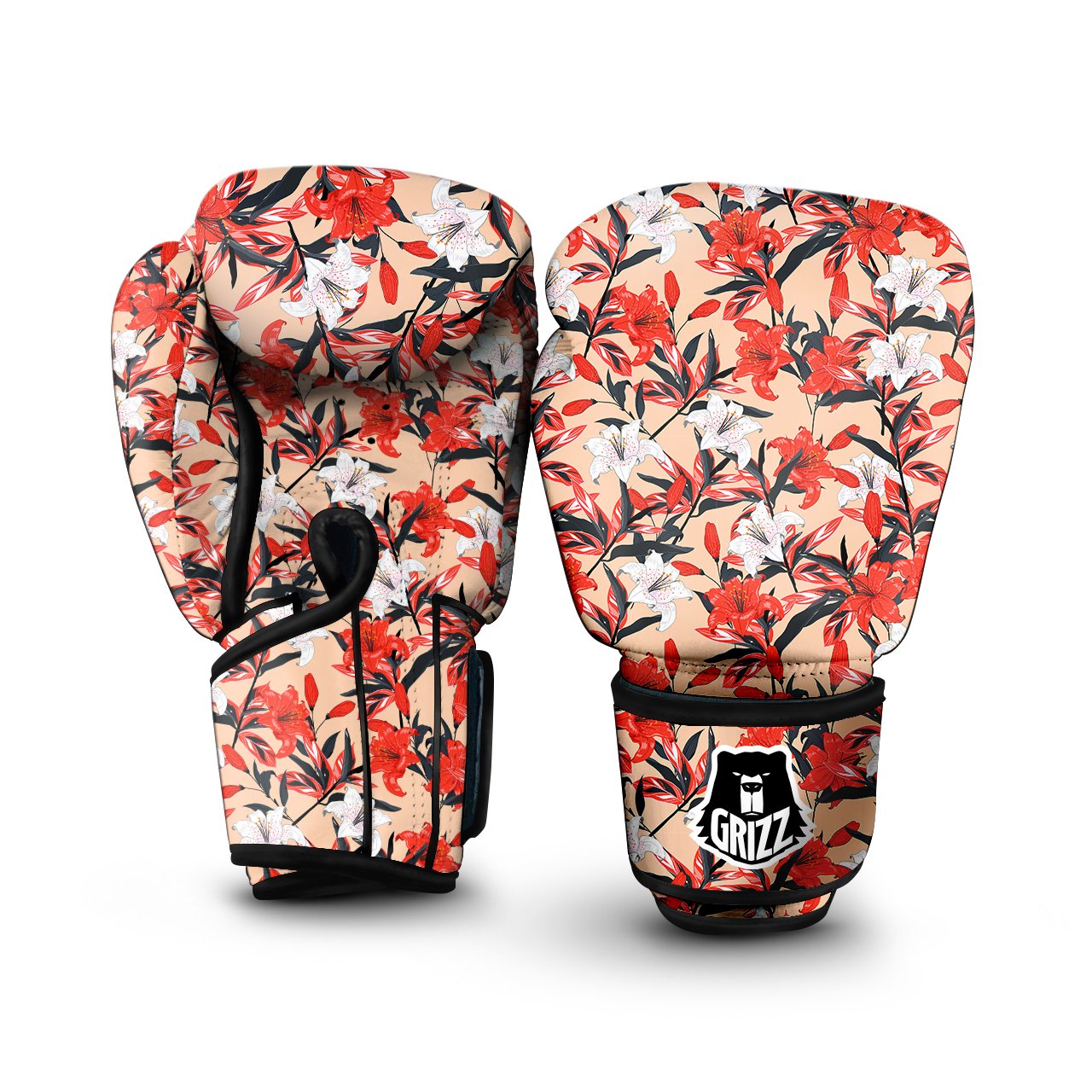 Flowers Lily Watercolor Print Pattern Boxing Gloves-grizzshop