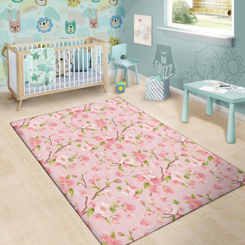 Flowers Pink Print Pattern Floor Mat-grizzshop