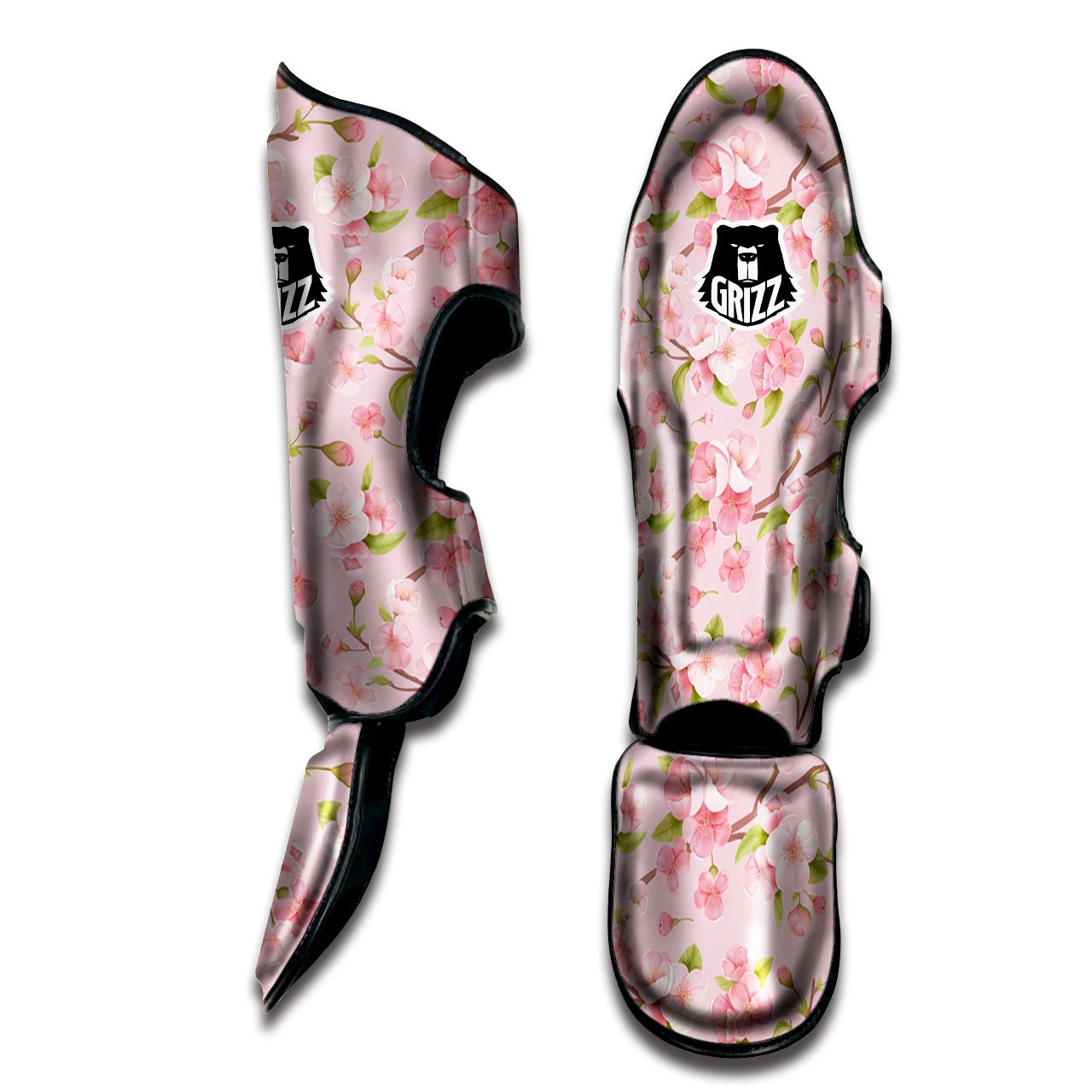 Flowers Pink Print Pattern Muay Thai Shin Guards-grizzshop