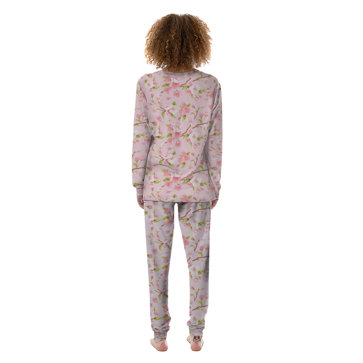 Flowers Pink Print Pattern Women's Pajamas-grizzshop