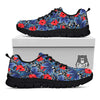 Flowers Red Hibiscus Print Pattern Black Sneaker-grizzshop