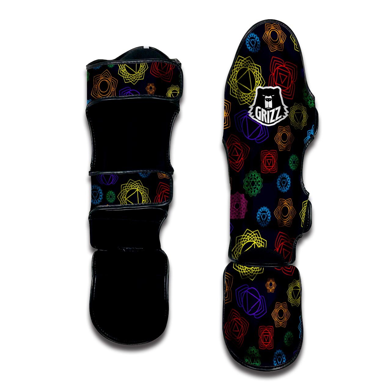 Flowers Seven Chakras Print Pattern Muay Thai Shin Guards-grizzshop