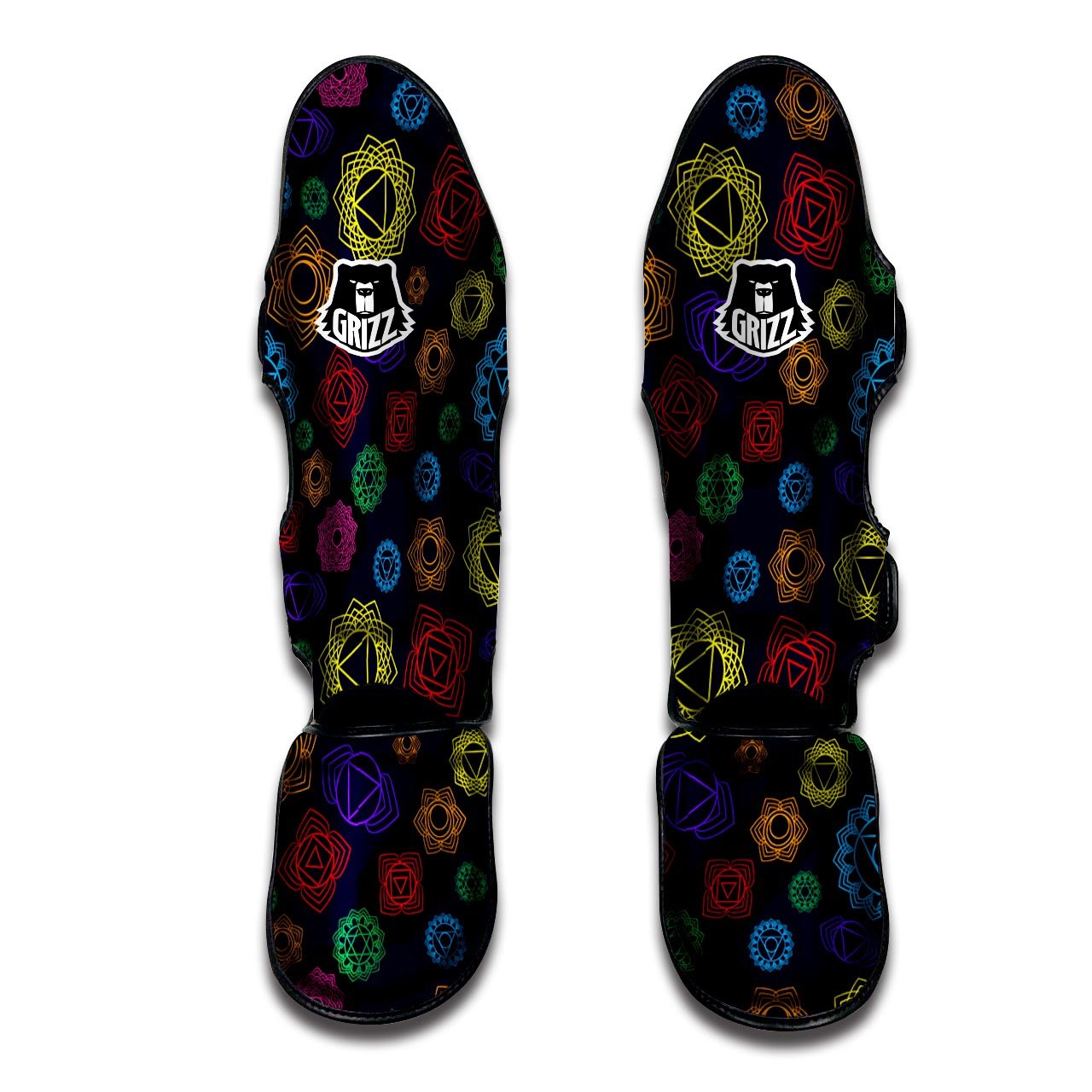 Flowers Seven Chakras Print Pattern Muay Thai Shin Guards-grizzshop