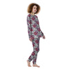 Flowers Skull Pink Print Pattern Women's Pajamas-grizzshop