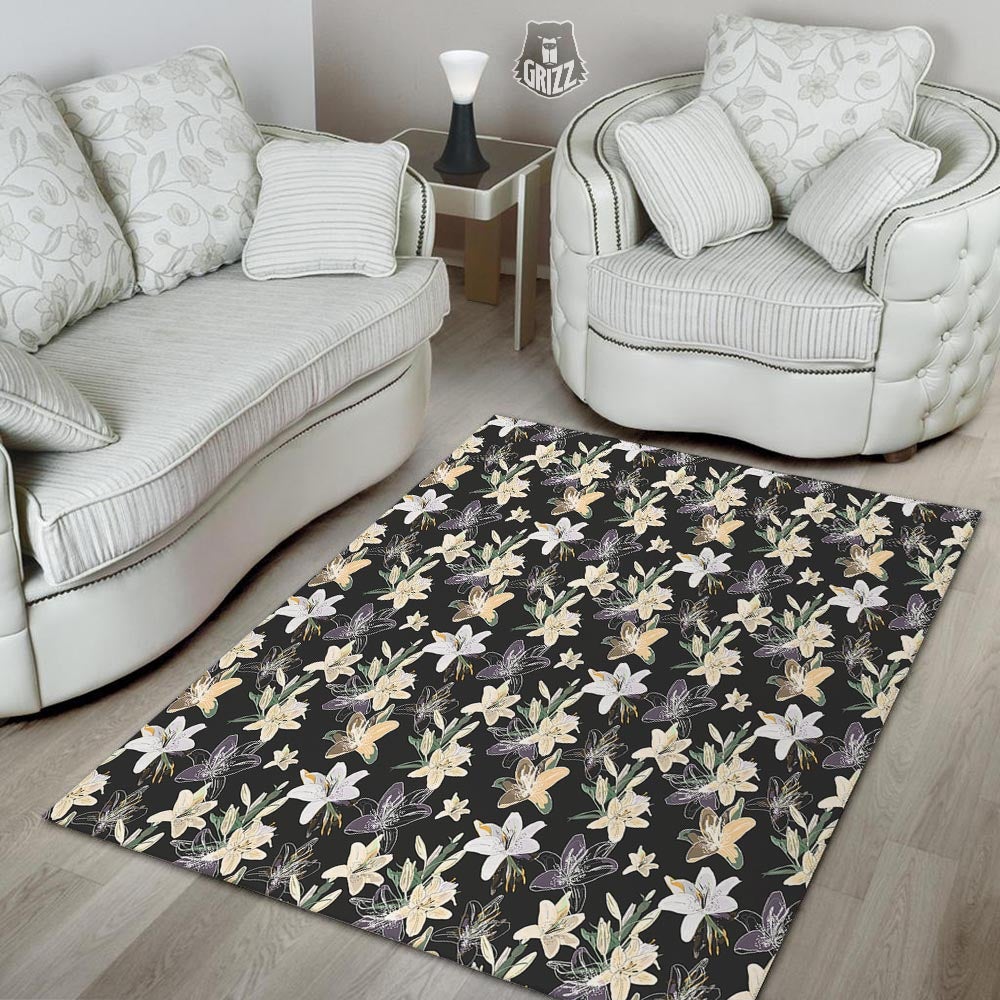 Flowers Spring Lily Print Pattern Floor Mat-grizzshop