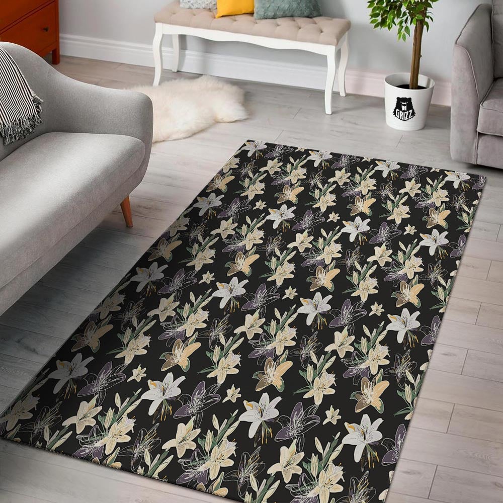 Flowers Spring Lily Print Pattern Floor Mat-grizzshop