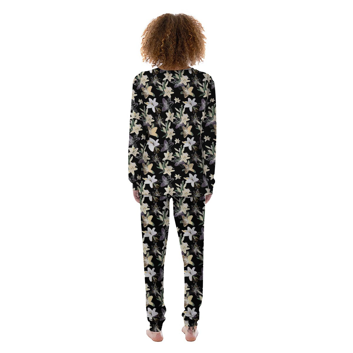 Flowers Spring Lily Print Pattern Women's Pajamas-grizzshop