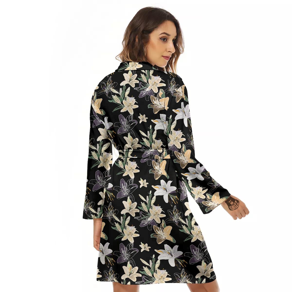 Flowers Spring Lily Print Pattern Women's Robe-grizzshop
