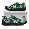 Flowers Tropical Print Pattern Black Sneaker-grizzshop