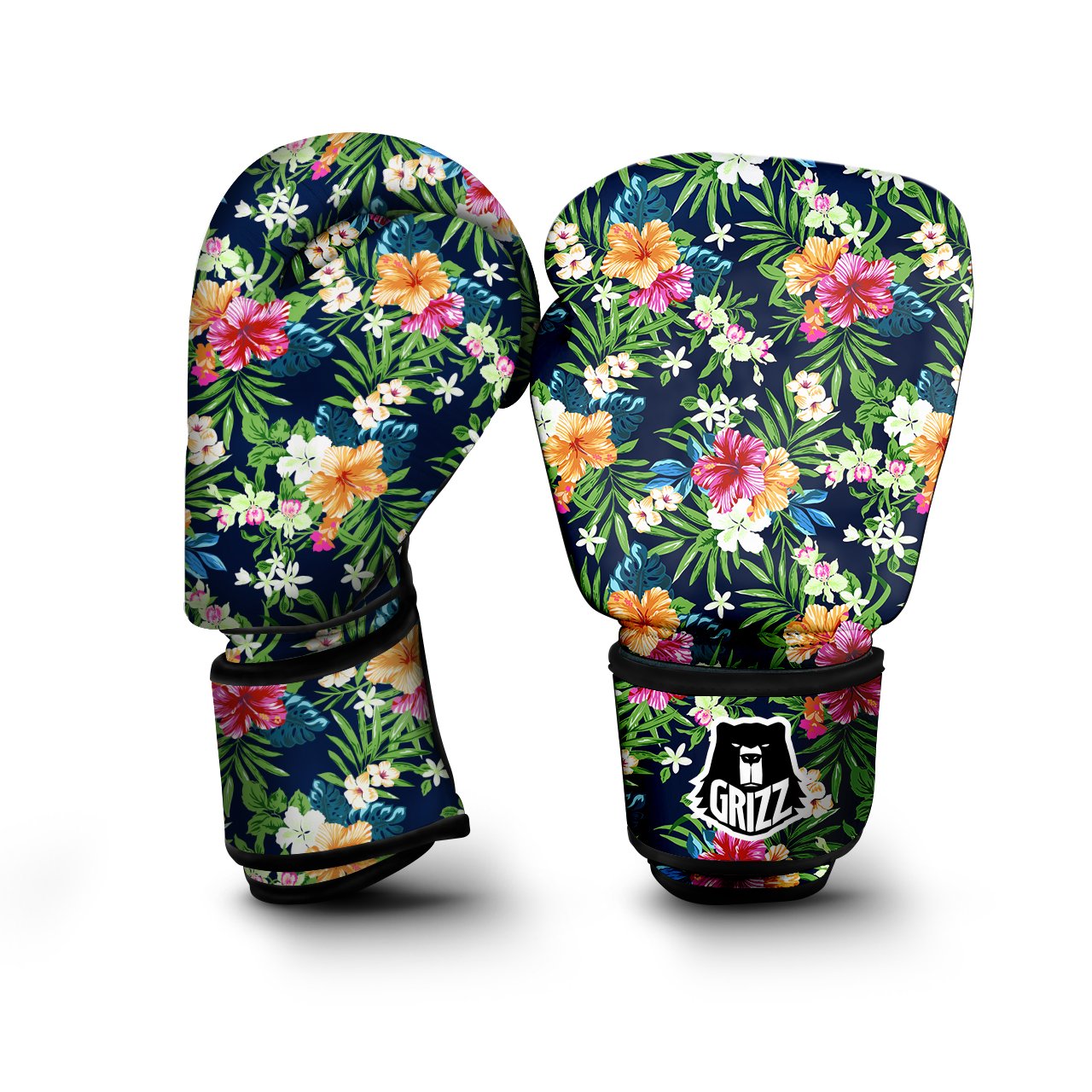 Flowers Tropical Print Pattern Boxing Gloves-grizzshop