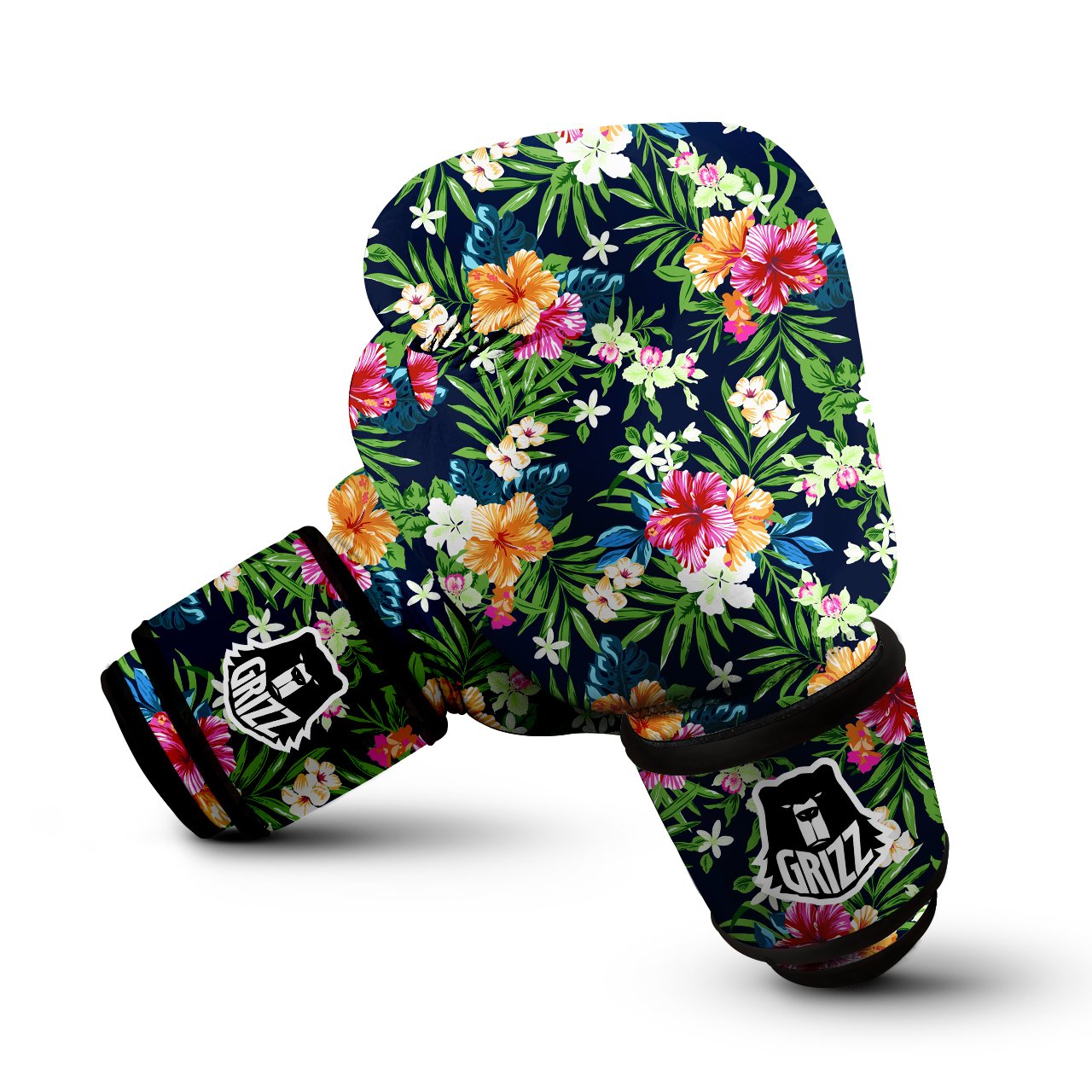 Flowers Tropical Print Pattern Boxing Gloves-grizzshop