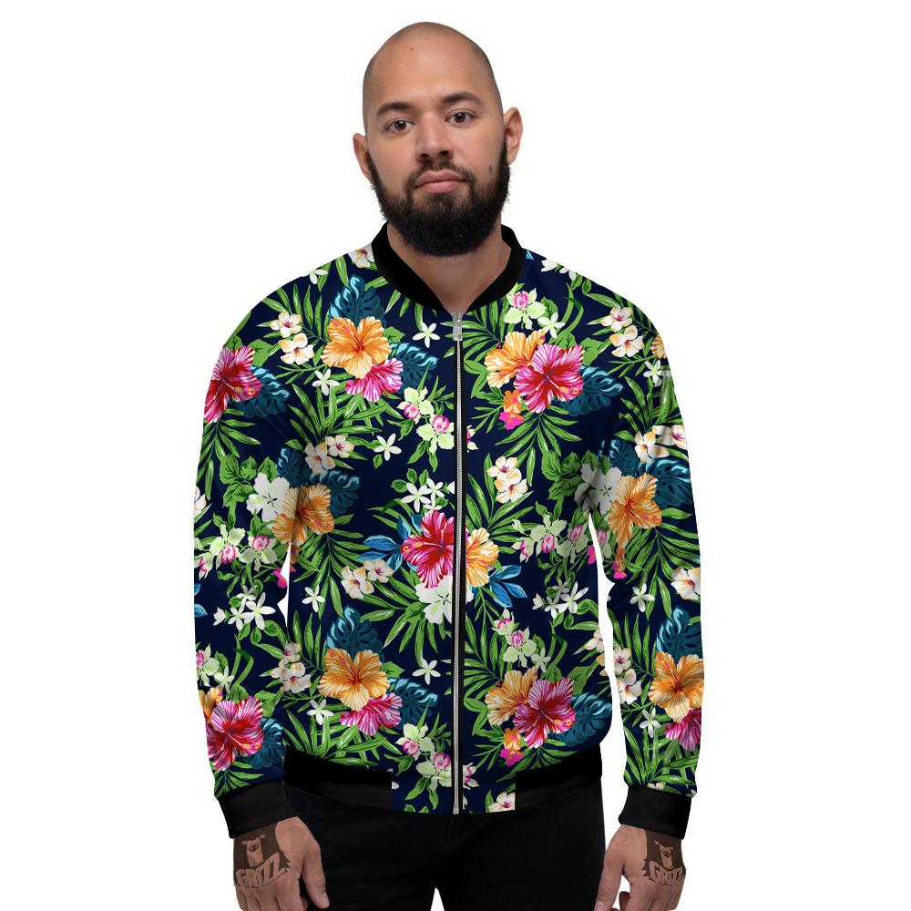 Flowers Tropical Print Pattern Men's Bomber Jacket-grizzshop