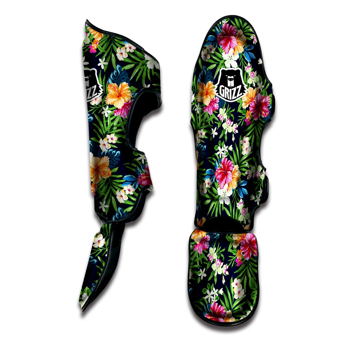 Flowers Tropical Print Pattern Muay Thai Shin Guards-grizzshop