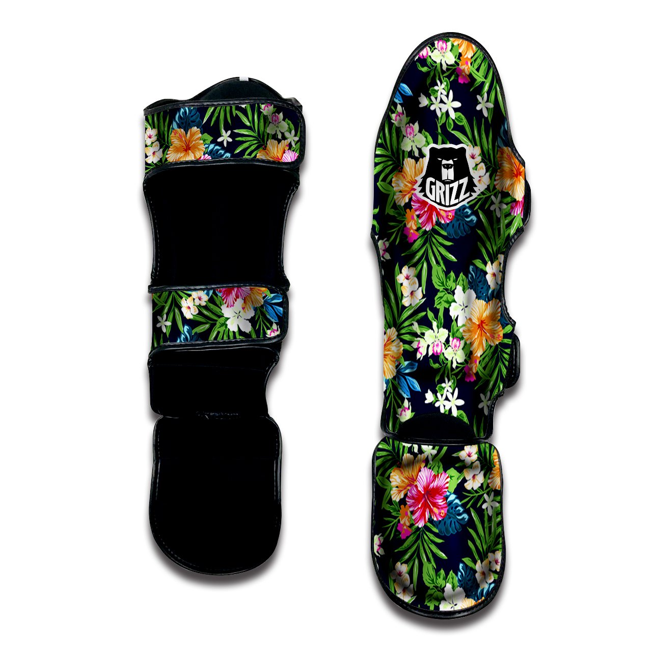 Flowers Tropical Print Pattern Muay Thai Shin Guards-grizzshop