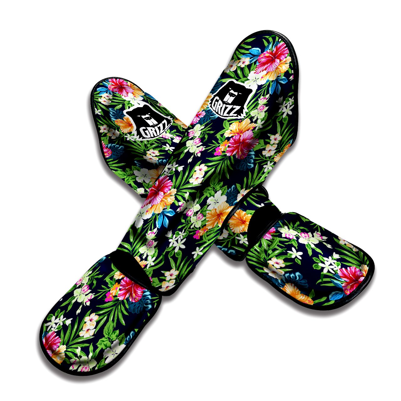 Flowers Tropical Print Pattern Muay Thai Shin Guards-grizzshop