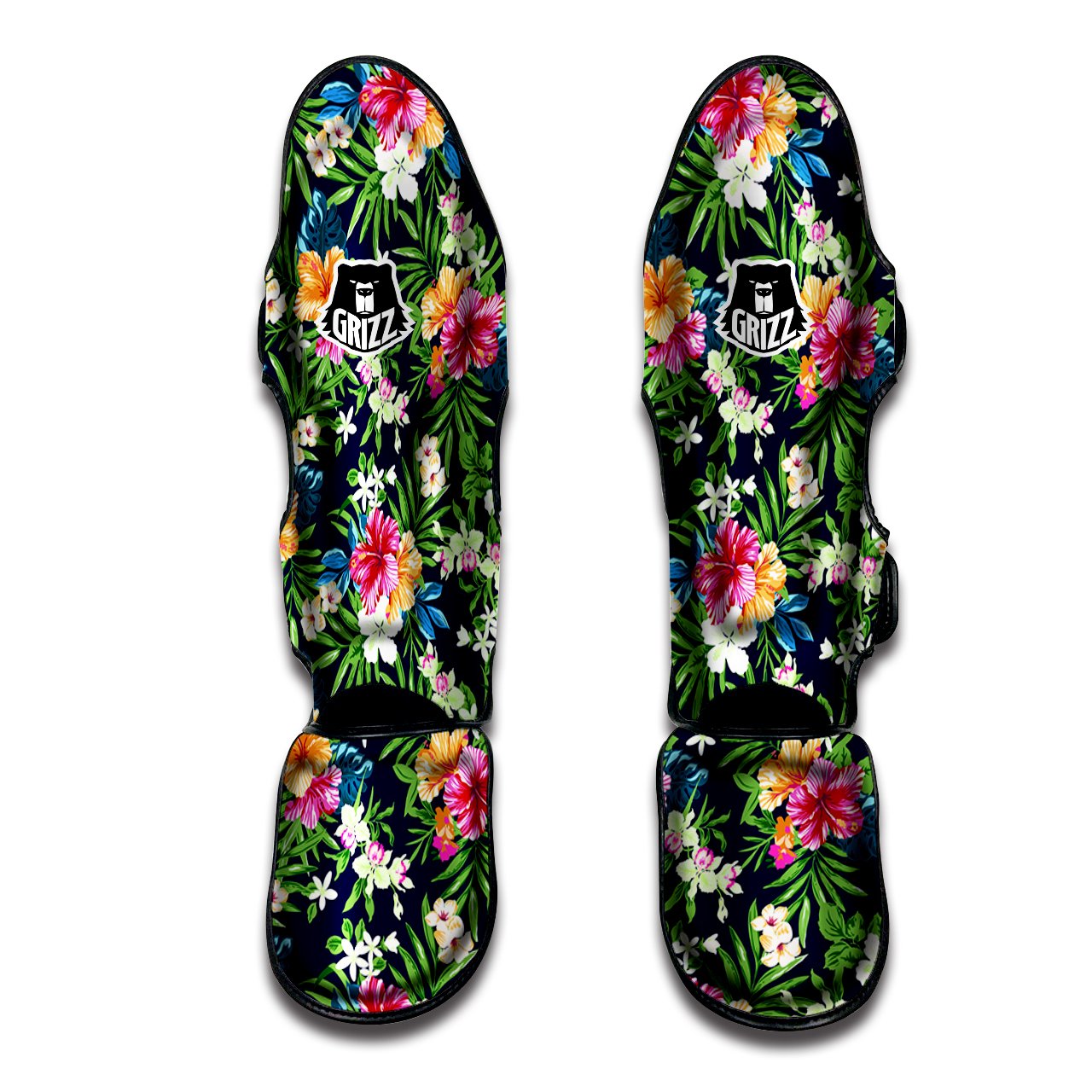 Flowers Tropical Print Pattern Muay Thai Shin Guards-grizzshop