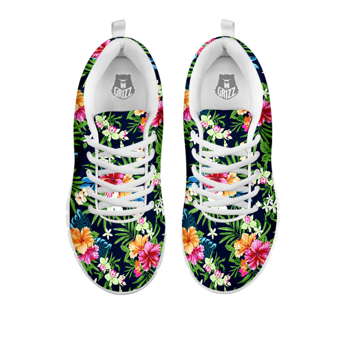 Flowers Tropical Print Pattern White Sneaker-grizzshop