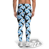 Flying Bald Eagles Blue White Print Pattern Men's Leggings-grizzshop