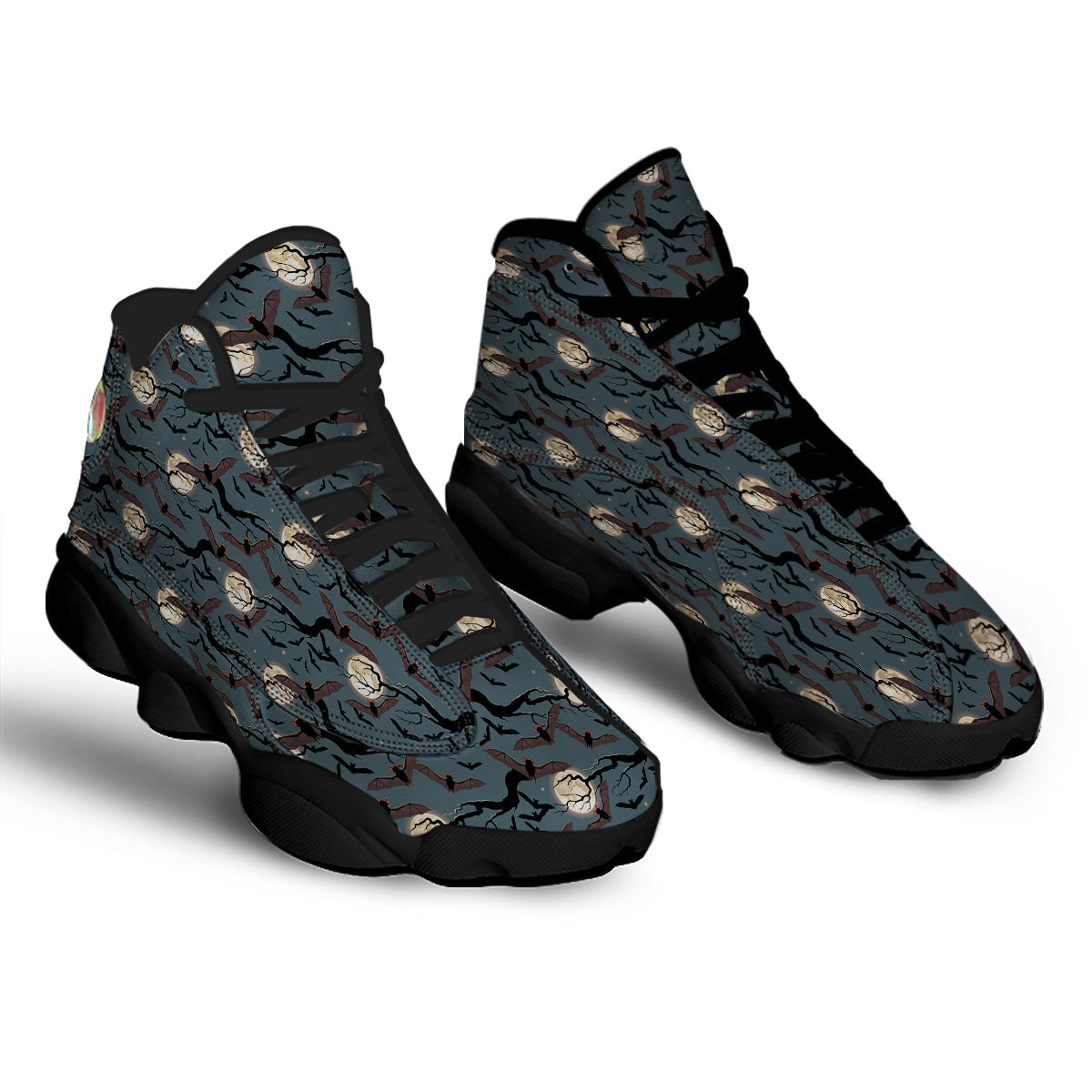 Flying Bat In The Moonlight Print Pattern Black Basketball Shoes-grizzshop