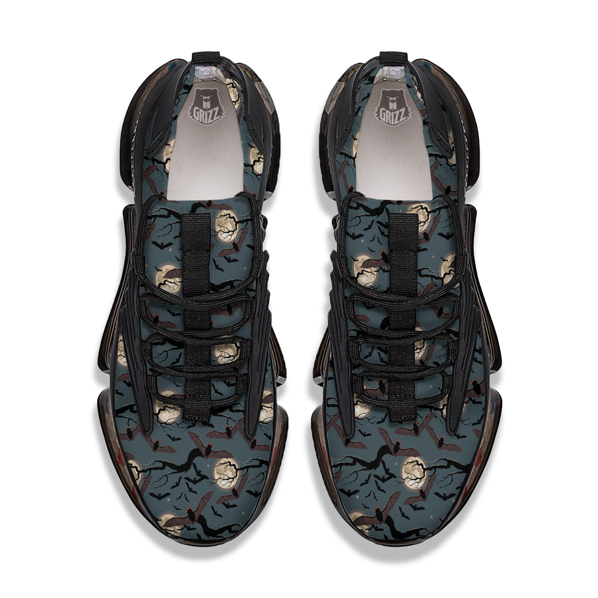 Flying Bat In The Moonlight Print Pattern Black Gym Shoes-grizzshop