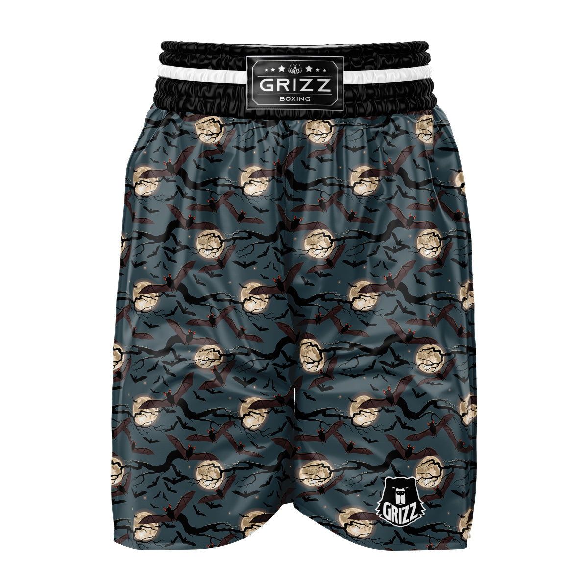 Flying Bat In The Moonlight Print Pattern Boxing Shorts-grizzshop