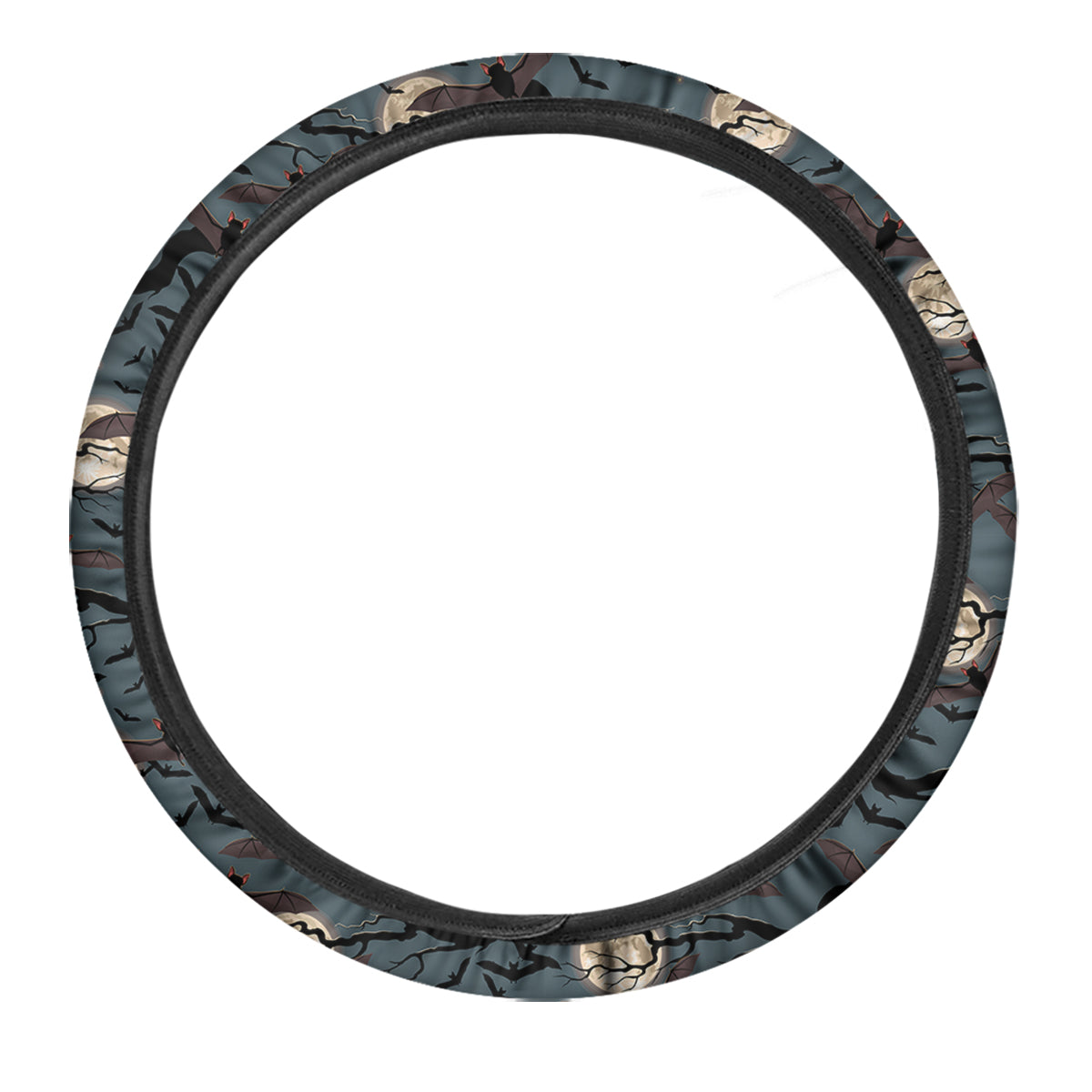 Flying Bat In The Moonlight Print Pattern Car Steering Wheel Cover-grizzshop